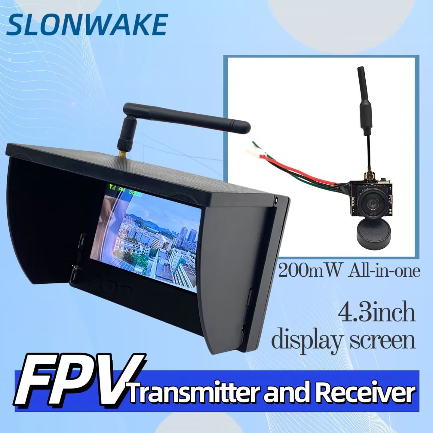 Drone Racing Transmitter - SLONWAKE 5.8G アナログビデオ伝送カメラ 200mW オールインワン、FPV RC