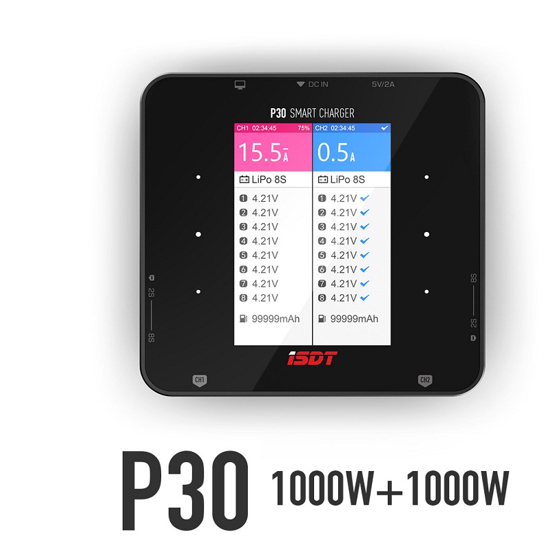 Drone Racing Charger - ISDT P30 デュアルバランスチャージャー 信号チャンネル MAX 1000W