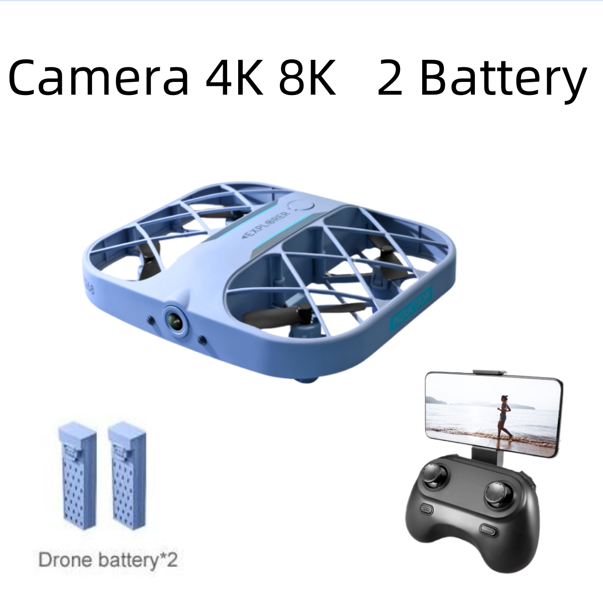 Drone Racing Camera - JJRC H107 FPV RCドローン（バッテリー2個付き）、8K/4Kカメラ搭載クアッドコプター、リモコン付きドローン、男の子向けクリスマスプレゼント