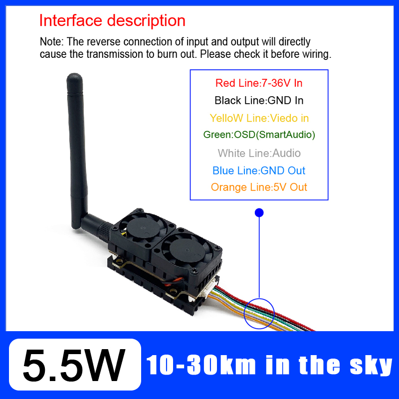 長距離 5.8GHz 5.5 ワットビデオトランスミッター  - Drone Racing Transmitter のレビューと価格